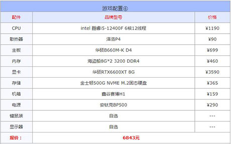 5000元游戏组装电脑